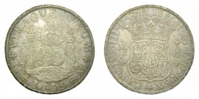 Carlos III (1759-1788). 1769 MF. 8 reales. México. Columnario. (AC 1095). 26,96 gr. Ag. Pátina.
mbc+