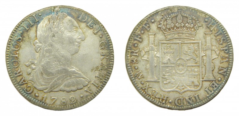 Carlos III (1759-1788). 1782 FF. 8 reales. México. (AC 1122). 27,01 gr. Ag. Rayi...