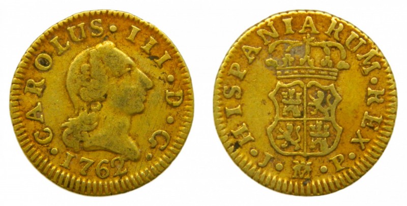 Carlos III (1759-1788). 1762 JP. 1/2 escudo. Madrid. (AC 1245). 1,78 gr. Au.
bc...