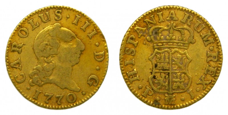 Carlos III (1759-1788). 1770 PJ. 1/2 escudo. Madrid. (AC 1254). 1,72 gr. Au.
bc...