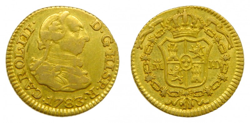 Carlos III (1759-1788). 1783 JD. 1/2 escudo. Madrid. (AC 1275). 1,79 gr. Au.
mb...