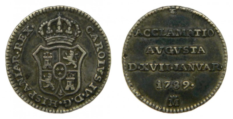 Carlos IV (1788-1808). 1789. Medalla de proclamación. Madrid. Módulo de medio re...