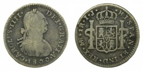 Carlos IV (1788-1808). 1800 IJ. 1 real. Lima. (AC 399). 3,2 gr. Ag.
mbc-