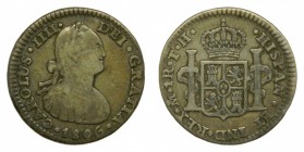 Carlos IV (1788-1808). 1806 TH. 1 real. México. (AC 453). 3,3 gr. Ag.
mbc-