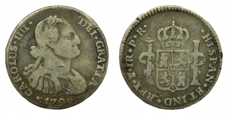 Carlos IV (1788-1808). 1792 PR. 1 real. Potosí. (AC 463). Primer busto propio. 3...