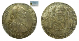 Carlos IV (1788-1808). 1794 M NG. 2 reales. Guatemala. Ag. PCGS MS63. (AC 551). (KM#51). Bonita pátina.
MS63