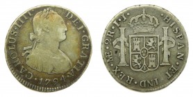 Carlos IV (1788-1808). 1794 IJ. 2 reales. Lima. (AC 577). 6,51 gr. Ag.
mbc