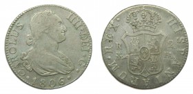 Carlos IV (1788-1808). 1806 FA. 2 reales. Madrid. (AC 615). 5,71 gr. Ag.
mbc