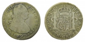 Carlos IV (1788-1808). 1799 PP. 2 reales. Potosí. (AC 666). 6,42 gr. Ag.
bc