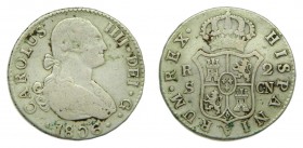 Carlos IV (1788-1808). 1806 CN. 2 reales. Sevilla. (AC 726). 5,63 gr. Ag.
bc