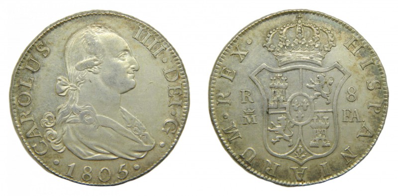 Carlos IV (1788-1808). 1805 FA. 8 reales. Madrid. (AC 943). 26,74 gr. Ag. Muy bo...