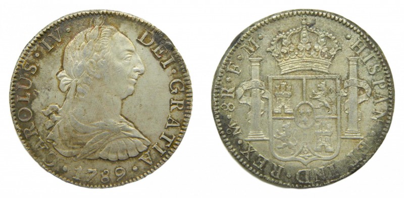 Carlos IV (1788-1808). 1789 FM. 8 reales. México. (AC 950). 26,91 gr. Ag. Leves ...