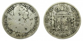 Carlos IV (1788-1808). 1796 FM. 8 reales. México. (AC 959). 26,61 gr. Ag. Resellos chinos.
mbc