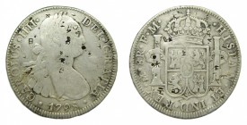 Carlos IV (1788-1808). 1798 FM. 8 reales. México. (AC 961). 26,55 gr. Ag. Resellos chinos.
mbc-