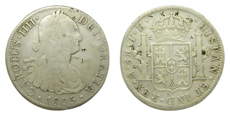 Carlos IV (1788-1808). 1805 TH. 8 reales. México. (AC 983). 26,45 gr. Ag. Resell...