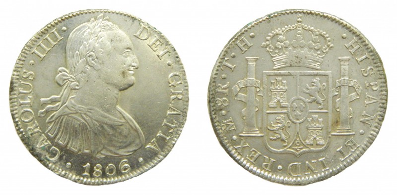 Carlos IV (1788-1808). 1806 TH. 8 reales. México. (AC 984). 26,93 gr. Ag. Limpia...
