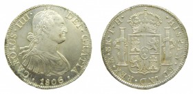 Carlos IV (1788-1808). 1806 TH. 8 reales. México. (AC 984). 26,93 gr. Ag. Limpiada.
mbc+