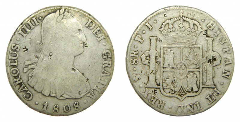 Carlos IV (1788-1808). 1808 PJ. 8 reales. Potosí. (AC 1014). 26,75 gr. Ag. Resel...
