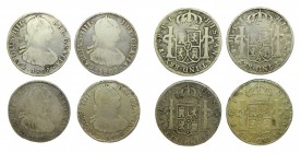 Carlos IV (1788-1808). Lote 4 monedas 1808 PJ. 4 reales. Potosí. (AC 845). Ag. A examinar.
bc-
