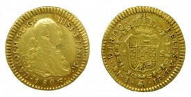 Carlos IV (1788-1808). 1806 JF. 1 escudo. Popayán. (AC 1168). 3,36 gr. Au.
bc+