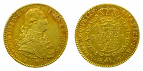 Carlos IV (1788-1808). 1793 MF. 2 escudos. Madrid. (AC 1279). 6,67 gr. Au.
ebc-