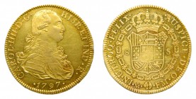 Carlos IV (1788-1808). 1797 FM. 8 escudos. México. (AC 1637). 27 gr. Au. Finísimas rayitas. Restos de brillo original. Muy bonita.
ebc-
