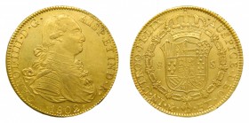Carlos IV (1788-1808). 1802 FT. 8 escudos. México. (AC 1645). 27,03 gr. Au.
ebc-