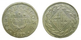José Napoleón (1808-1814). 1810. 1 peseta. Barcelona (AC 34). 5,71 gr. Ag. Muy bella. RARA en esta conservación.
ebc