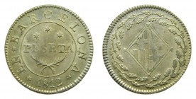 José Napoleón (1808-1814). 1812. 1 peseta. Barcelona (AC 36). 5,61 gr. Ag. RARA así.
ebc