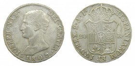 José Napoleón (1808-1814). 1809 AI. 20 reales. Madrid. (AC 36) (Cal.24). 27,04 gr. Ag.
ebc