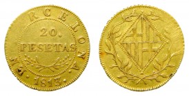 José Napoleón (1808-1814). 1813. 20 pesetas. Barcelona. (AC 55). 6,72 gr. Defectos. Escasa.
bc+