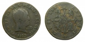 Fernando VII (1808-1833). 1823. 8 maravedís. Segovia (AC 241). Cobre. Ceca en reverso, canto estriado.
bc
