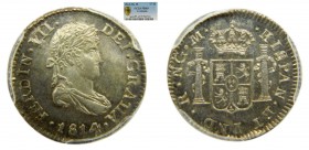 Fernando VII (1808-1833). 1814 M NG. 1/2 real. Guatemala. Ag. PCGS MS65. (AC 335). Muy RARA en esta conservación.
MS65