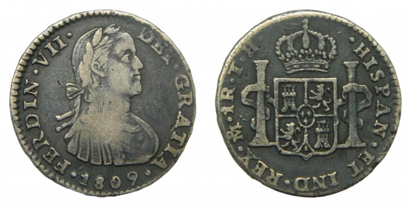 Fernando VII (1808-1833). 1809 TH. 1 real. México. (AC 600). 3,28 gr. Ag.
mbc-