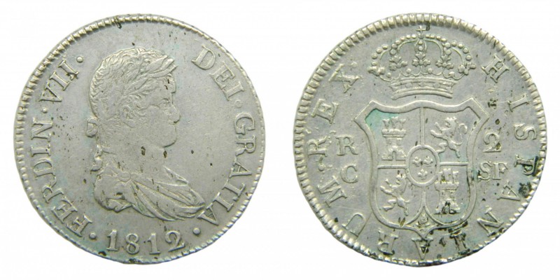 Fernando VII (1808-1833). 1812 SF. 2 reales. Catalunya. (AC 766). 5,51 gr. Ag. B...