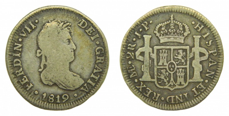 Fernando VII (1808-1833). 1819 JP. 2 reales. Lima. (AC 819). 6,55 gr. Ag.
mbc-