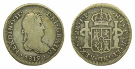Fernando VII (1808-1833). 1819 JP. 2 reales. Lima. (AC 819). 6,55 gr. Ag.
mbc-