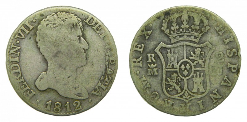 Fernando VII (1808-1833). 1812 IJ. 2 reales. Madrid. (AC 823). 5,57 gr. Ag.
bc