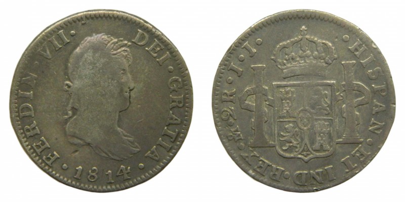 Fernando VII (1808-1833). 1814/3 JJ. 2 reales. México. (AC No cita "870 var"). 6...