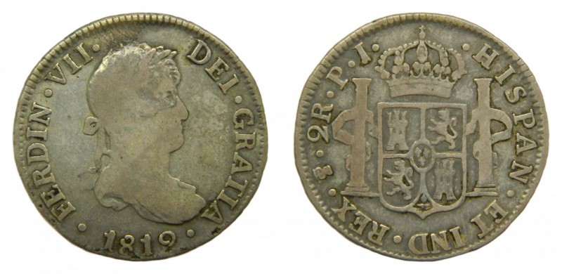 Fernando VII (1808-1833). 1819 PJ. 2 reales. Potosí. (AC 917). 6,49 gr. Ag.
mbc...