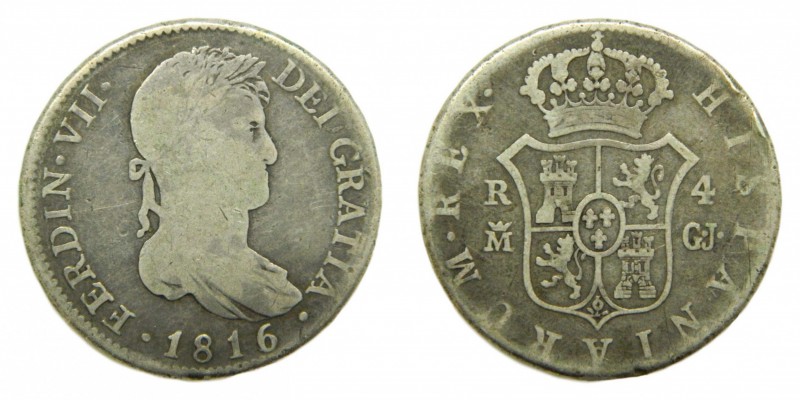 Fernando VII (1808-1833). 1816 GJ. 4 reales. Madrid. (AC 1082) 13 gr. Ag.
bc-