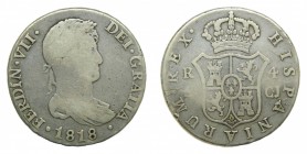 Fernando VII (1808-1833). 1818 CJ. 4 reales. Sevilla. (AC 1125). 13,29 gr. Ag. Busto Laureado.
bc-