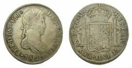 Fernando VII (1808-1833). 1821 M. 8 reales. Guatemala. (AC 1236). 26,82 gr. Ag. Bonita pátina.
mbc+