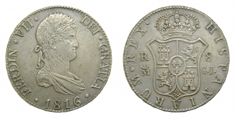 Fernando VII (1808-1833). 1816 GJ. 8 reales. Madrid. (AC 1270). 27,03 gr. Ag. Bu...