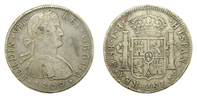 Fernando VII (1808-1833). 1809 TH. 8 reales. México. (AC 1308). 26,78 gr. Ag.
b...