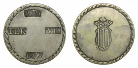 Fernando VII (1808-1833). 1809. 5 pesetas. Tarragona. (AC 1429). 26,60 gr. Ag.
mbc