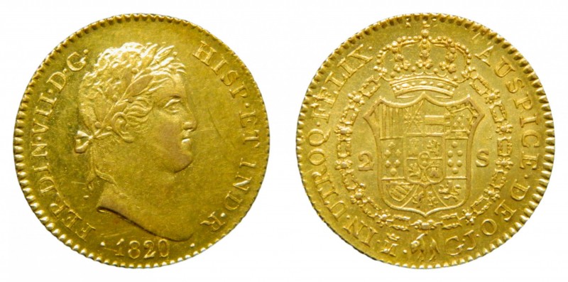 Fernando VII (1808-1833). 1820 GJ. 2 escudos. Madrid. (AC 1628). 6,78 gr. Au.
e...