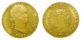 Fernando VII (1808-1833). 1825 AJ. 2 escudos. Madrid. (AC 1631). 6,75 gr. Au. Brillo original.
sc-/ebc+