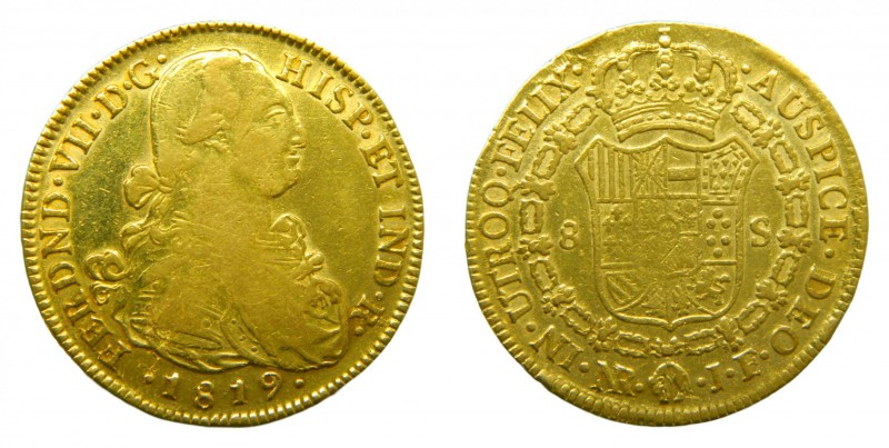 Fernando VII (1808-1833). 1819 JF. 8 escudos. Nuevo reino. (AC 1857) 26,91 gr. A...