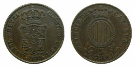 Isabel II (1833-1868). 1838. 3 cuartos. Barcelona. (AC 6). Cobre.
mbc